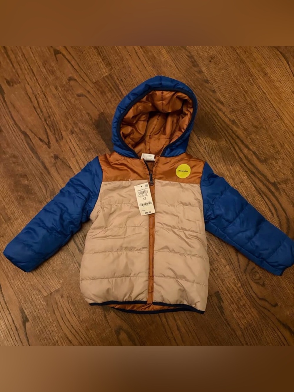 Toddler Colorblock Puffer Jacket - Blue, Tan & Rust